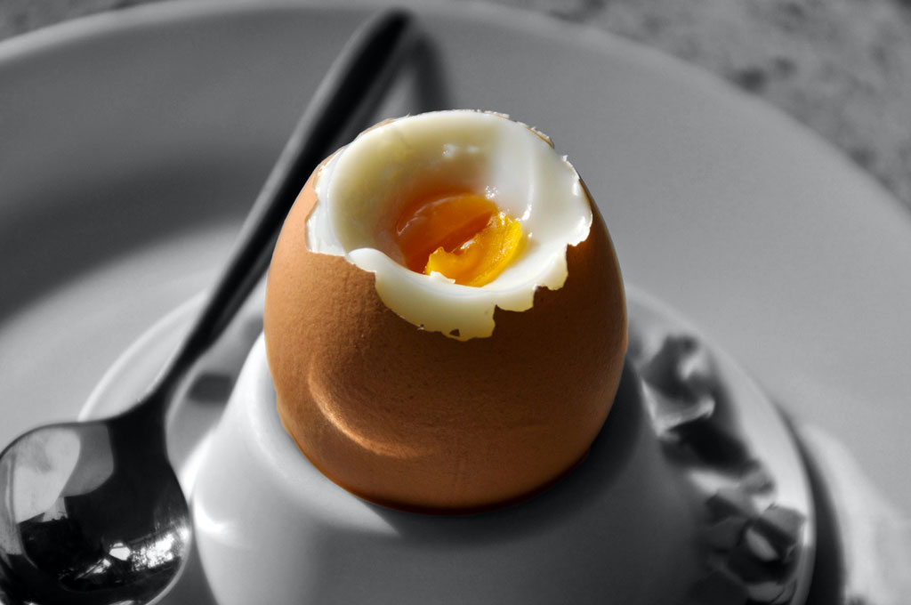 Boiled egg in egg cup