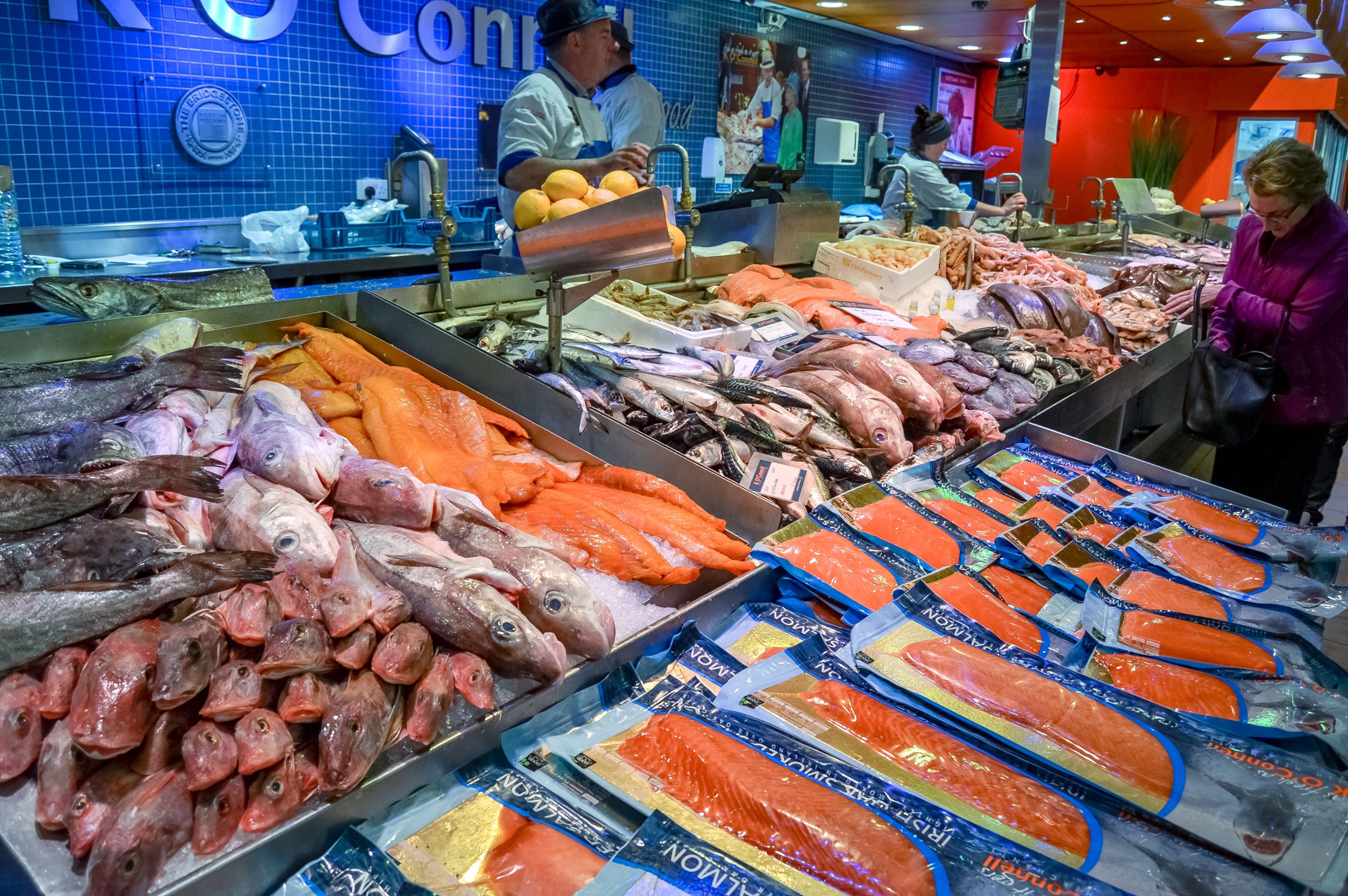 Fish market counter
