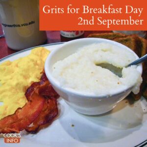 A typical southern breakfast served at a restaurant in Richmond Virginia. Grits, eggs, bacon and toast