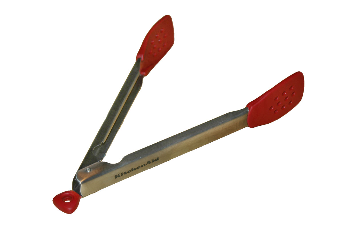Tongs with silicone coated ends. 