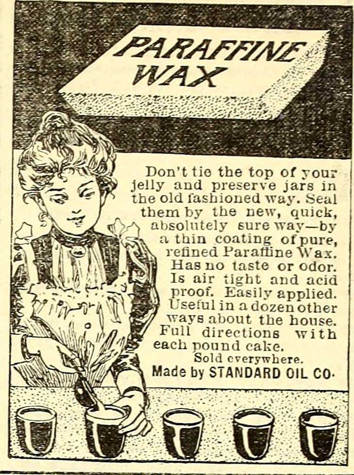 Paraffin wax advertisement, 1901