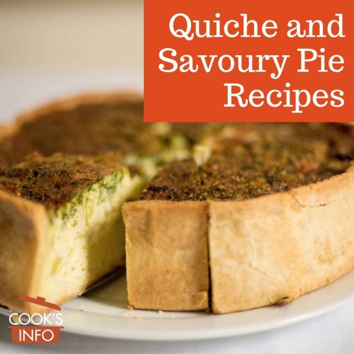 Deep dish quiche with a slice cut