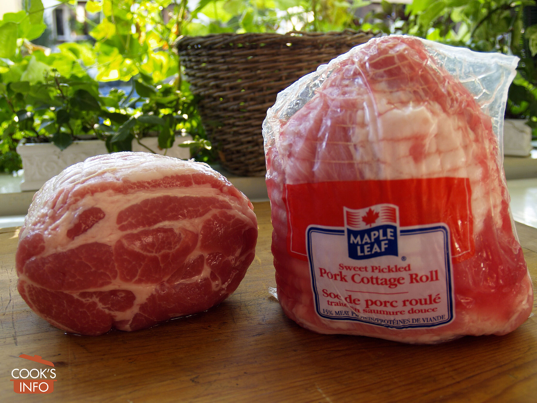 Sweet pickled cottage roll in packaging