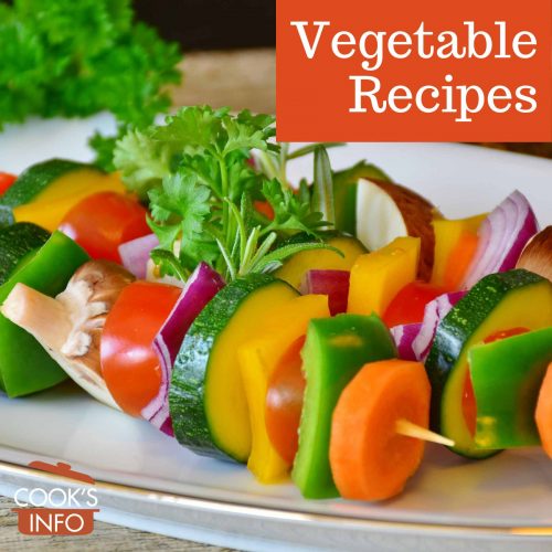Raw sliced vegetables on skewers